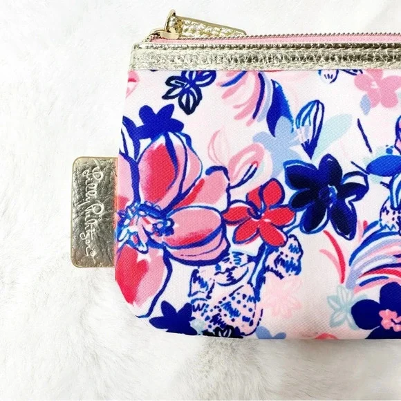 Lilly Pultizer Pink Blue Gold Wristlet - Picture 2 of 4